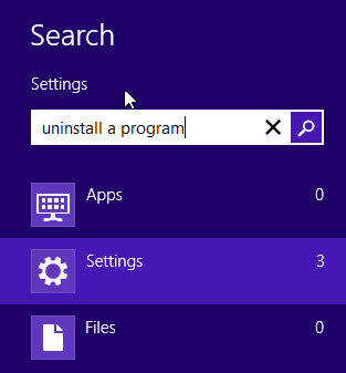 Uninstall a program in Windows 8