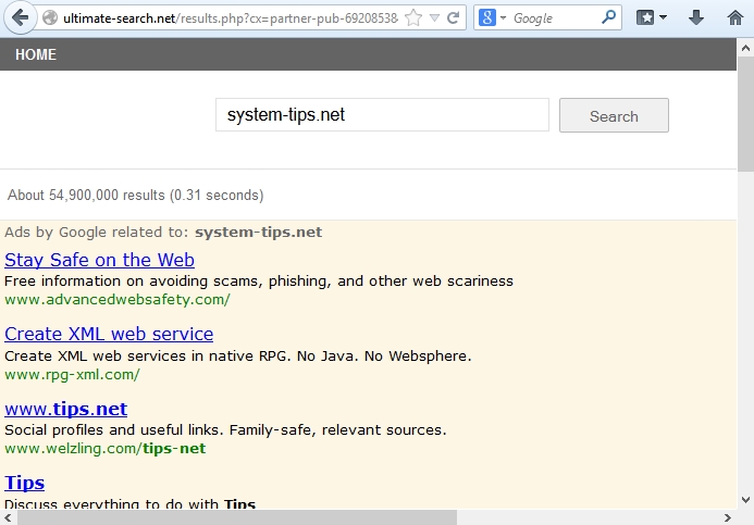 Ultimate-search.net browser hijacker