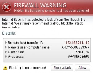 Internet Security Firewall Warning