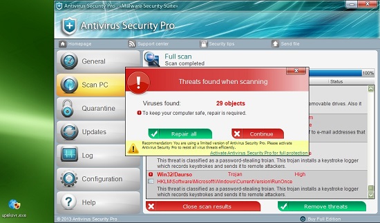 Upeksvr.exe - Antivirus Security Pro