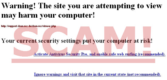 Warning! The site you are attempting to view may harm your computer