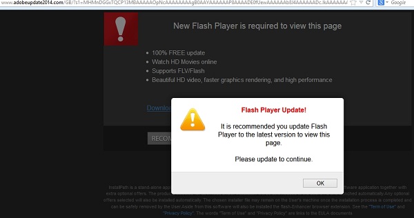 Adobeupdate2014.com fake Flash Player Update alert