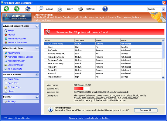 Windows Ultimate Booster malware