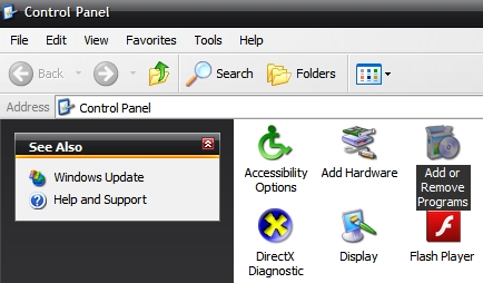 Add or remove programs in Windows XP