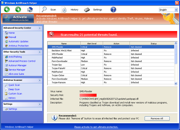 Windows AntiBreach Helper virus