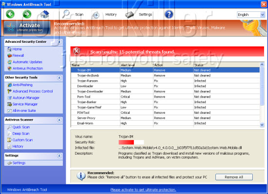 Windows AntiBreach Tool fake antivirus
