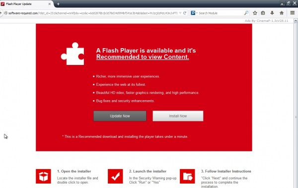 Fake Flash Player Update from software-required.com