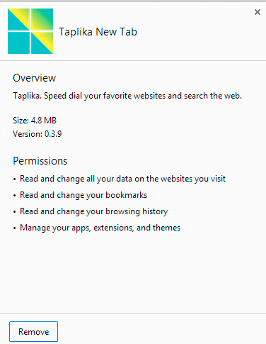 Taplika New Tab Chrome extension