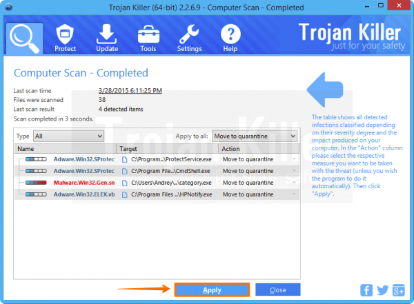 Anti-Malware Scan Completed - Apply actions