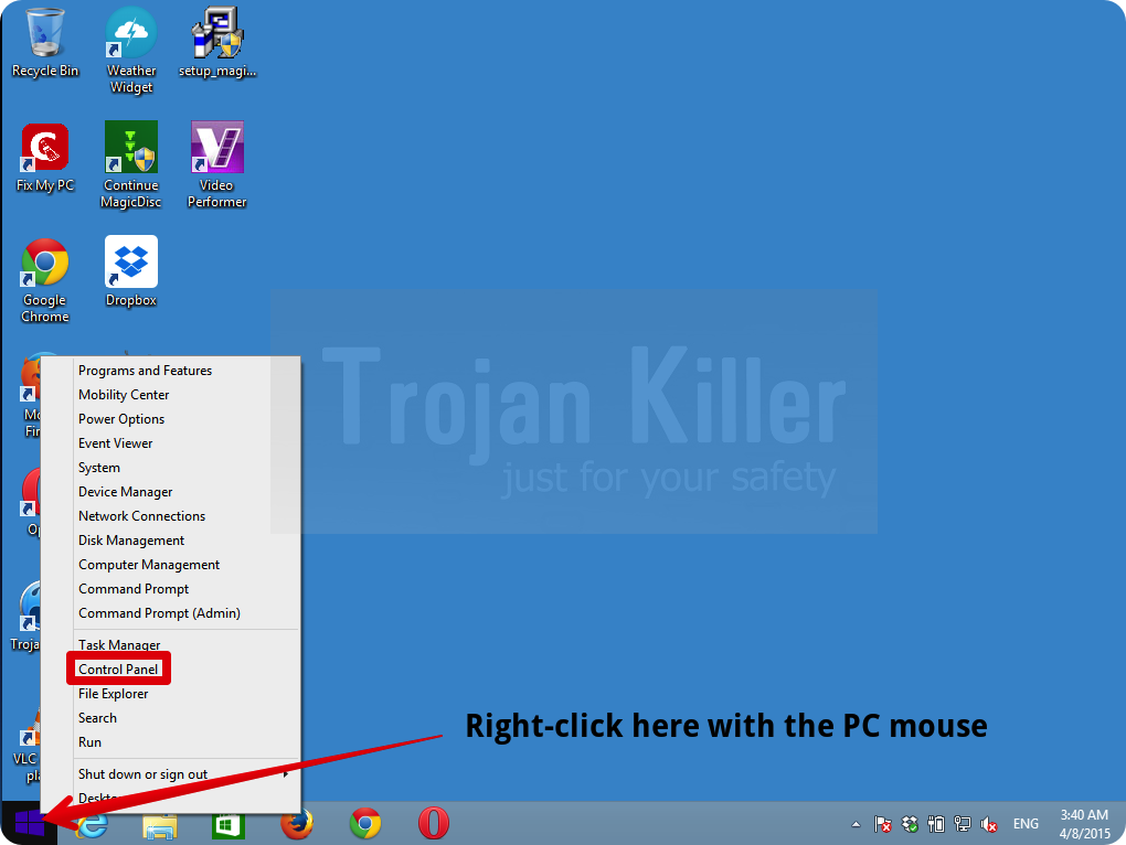 How to access the Control Panel in Windows 8 and 8.1