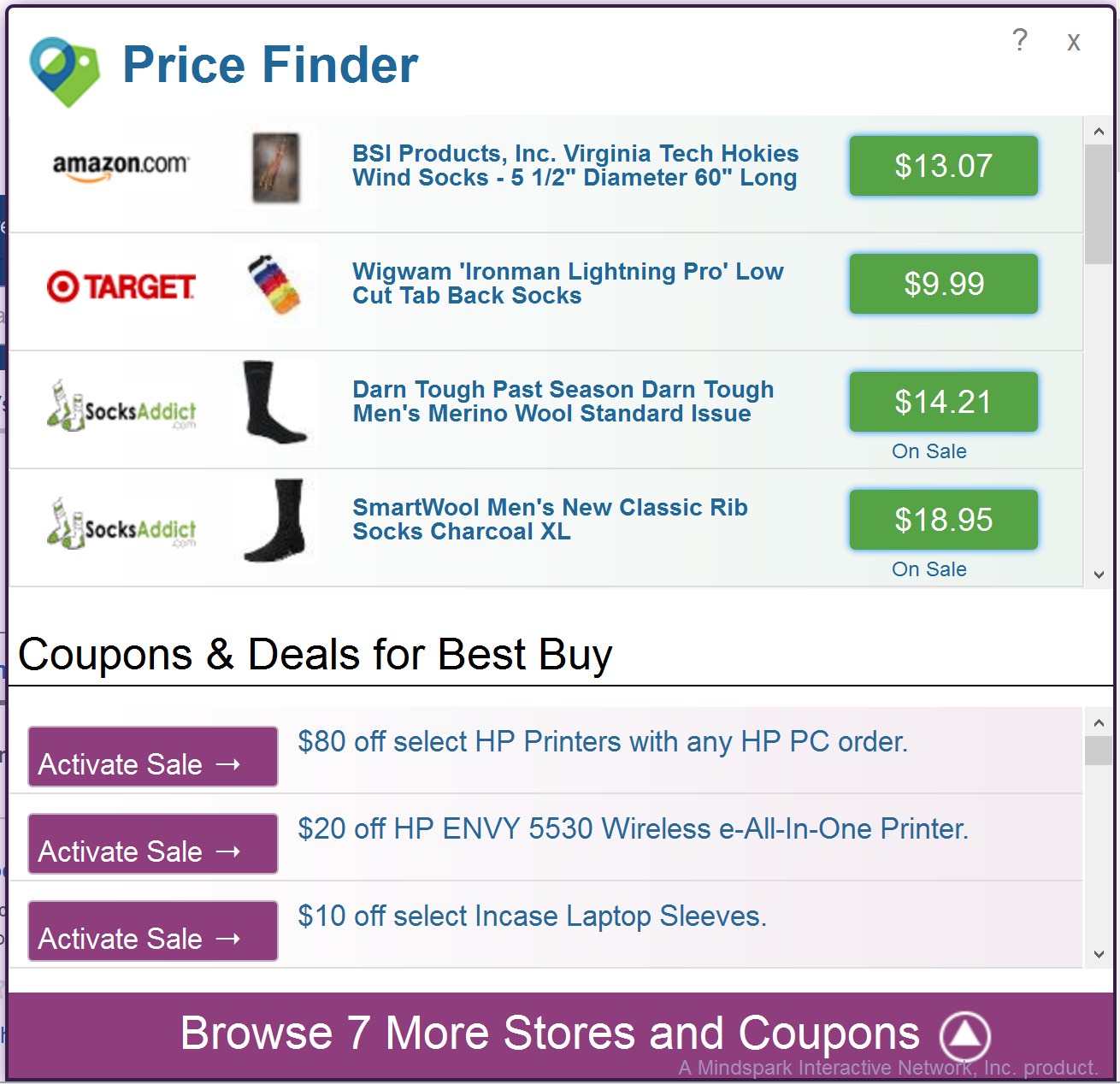 Price Finder advertisements