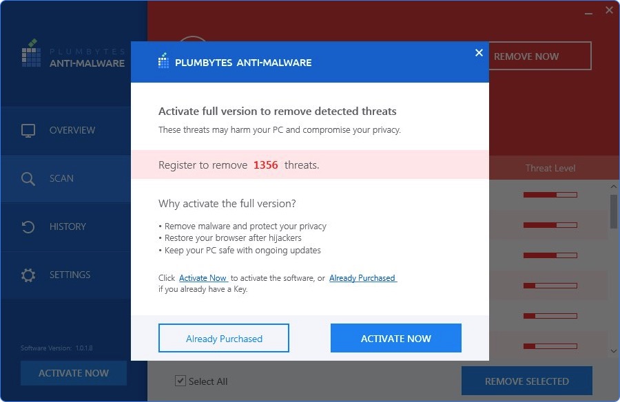 Plumbytes Anti-Malware Remove Selected - Activate Now