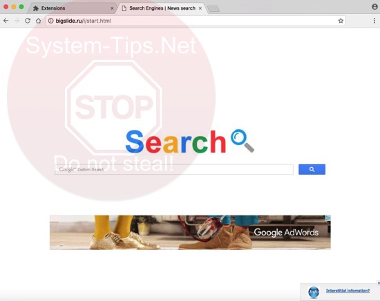bigslide.ru browser hijacker