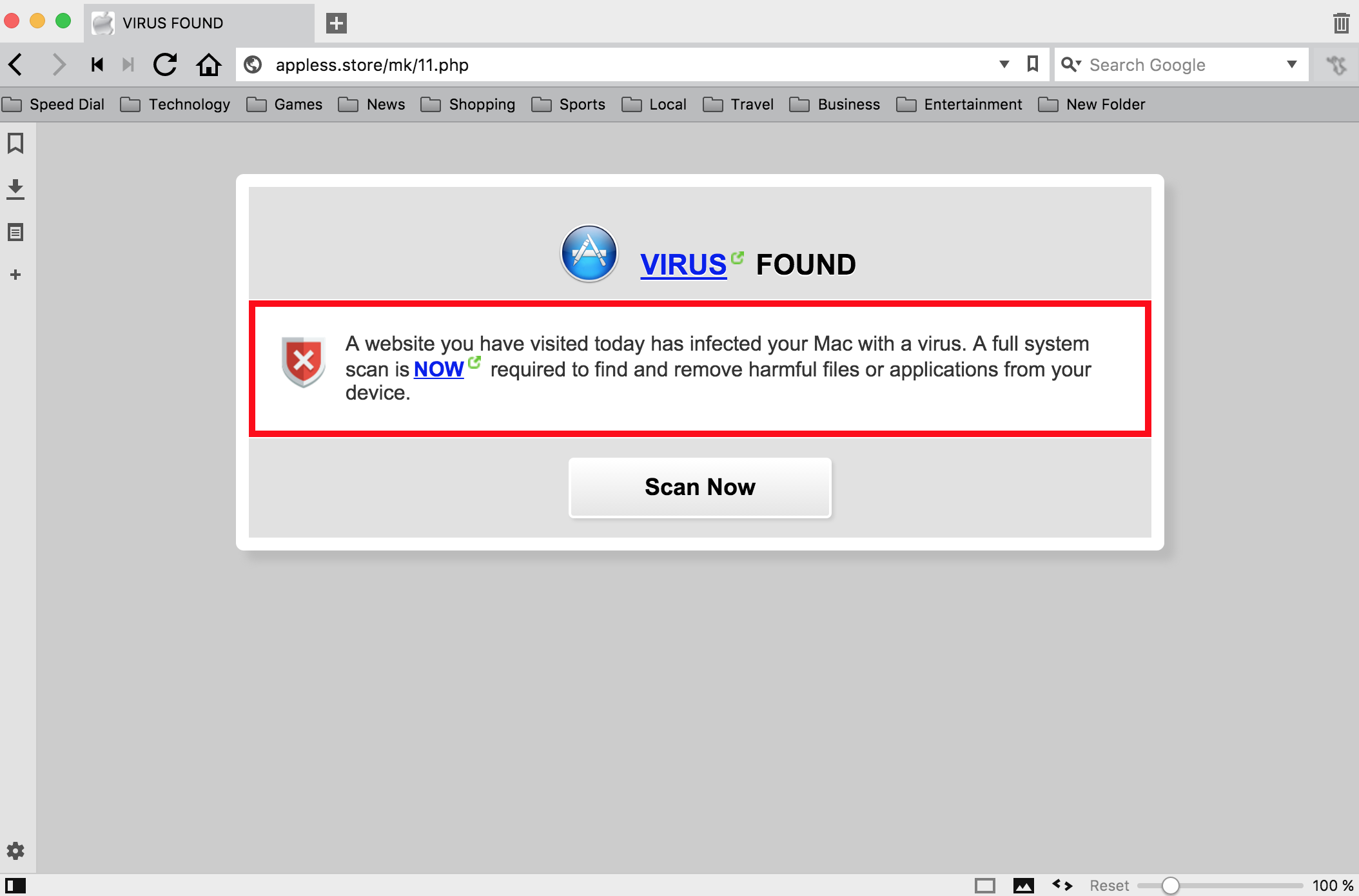 Appless.store Virus Found scam