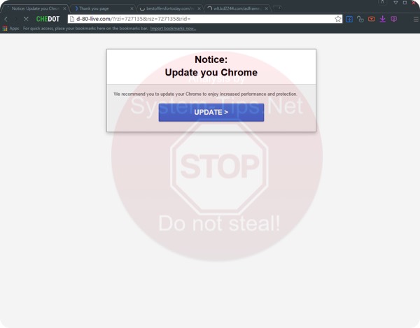 Notice: Update you Chrome scam