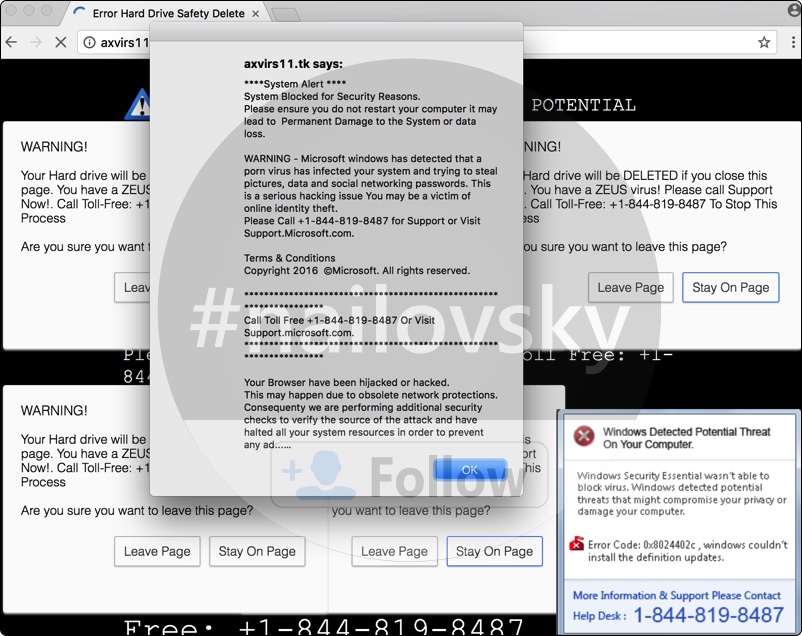 Your Hard Drive Will Be Deleted +1-844-819-8487 scam