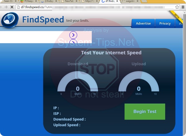 D7.findspeed.co pop-up malware
