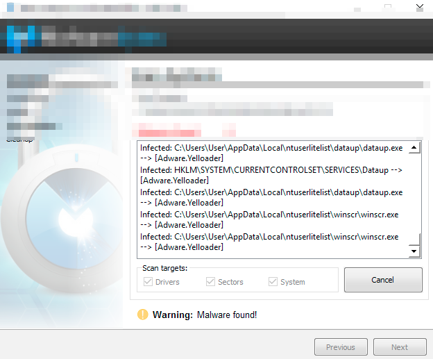 Dataup.exe SmartService infection