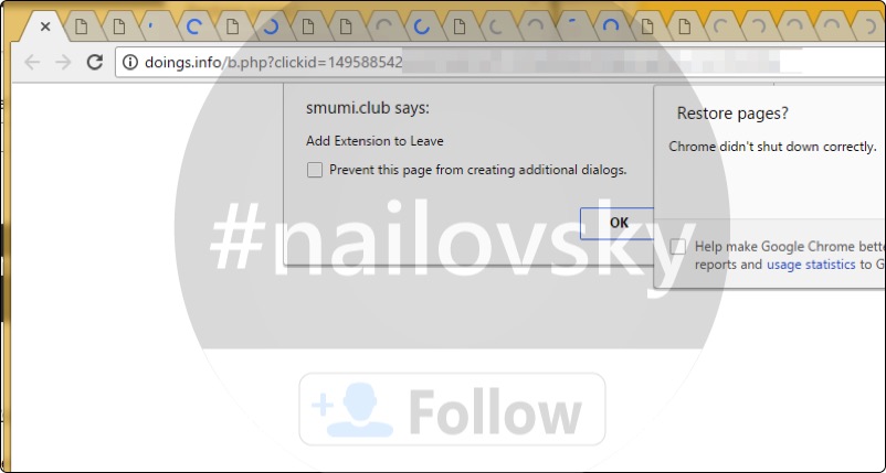 Doings.info extension alert