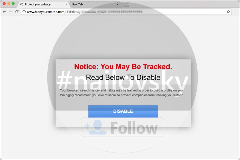 Hideyoursearch.com hijacker attacking Google Chrome