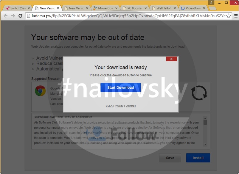 Ladersu.pw Your Software May be out of date scam