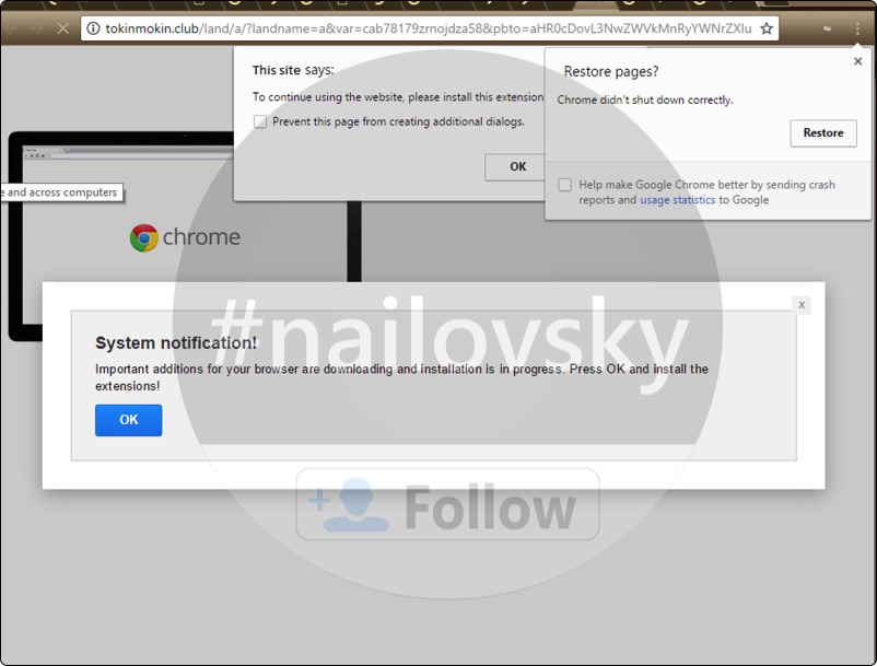 Tokinmokin.club pop-up scam