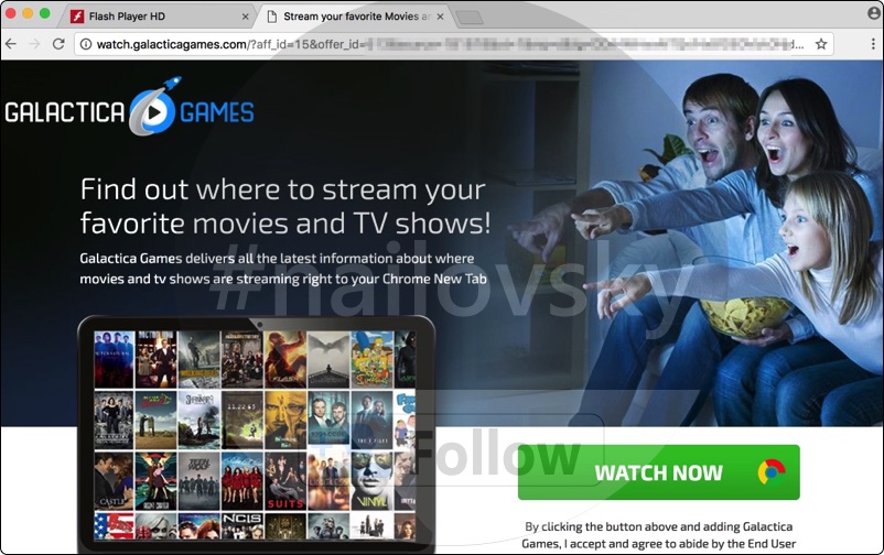 Watch.galacticagames.com Chrome hijacker