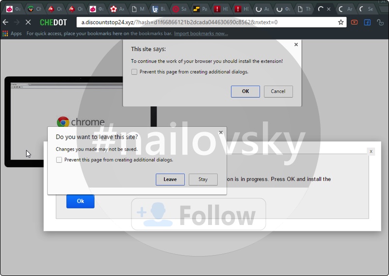 A.discountstop24.xyz extension pop-up