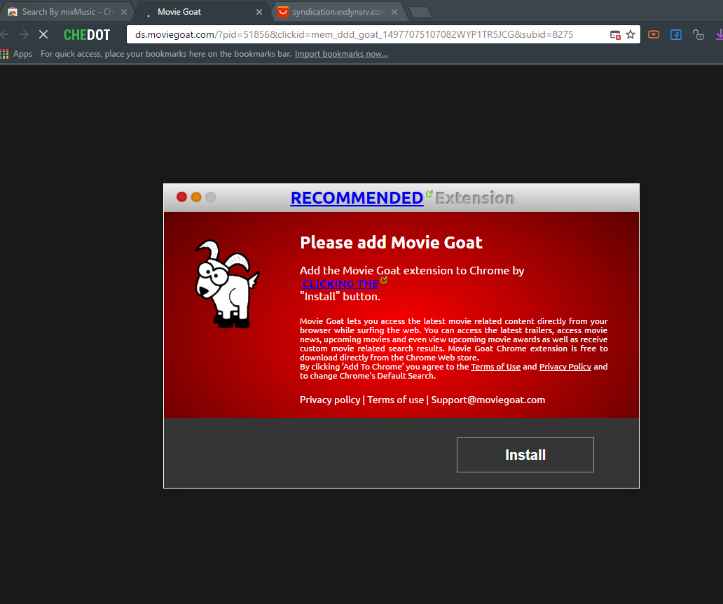 Movie Goat - nasty browser hijacker