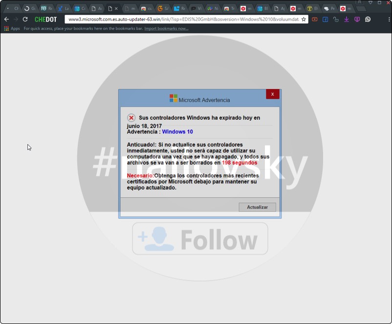 'Sus controladores Windows ha expirado hoy en' scam