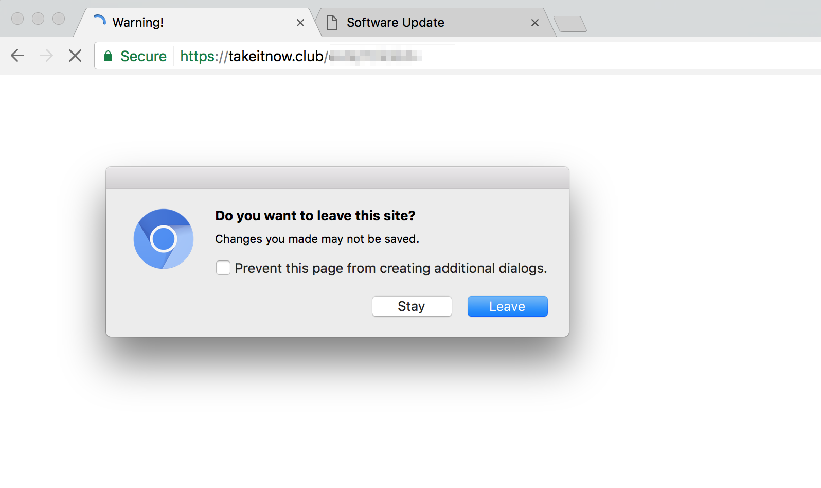 Takeitnow.club extension pop-up in Google Chrome