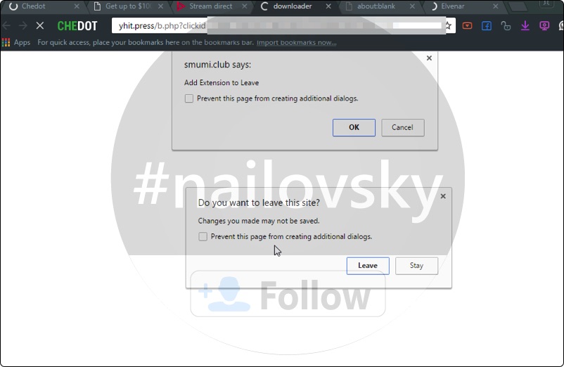 Yhit.press extension pop-up