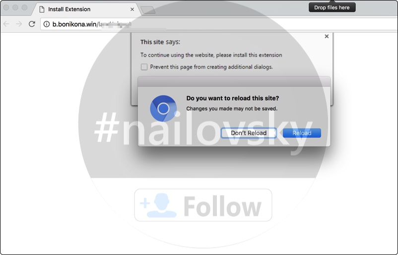 B.bonikona.win pop-up in Google Chrome.