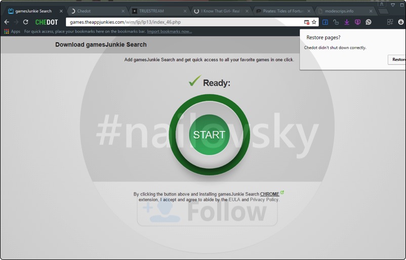 GamesJunkie Search Chrome virus