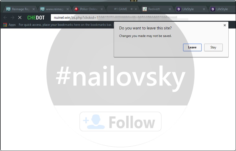 Nuinel.win extension pop-up
