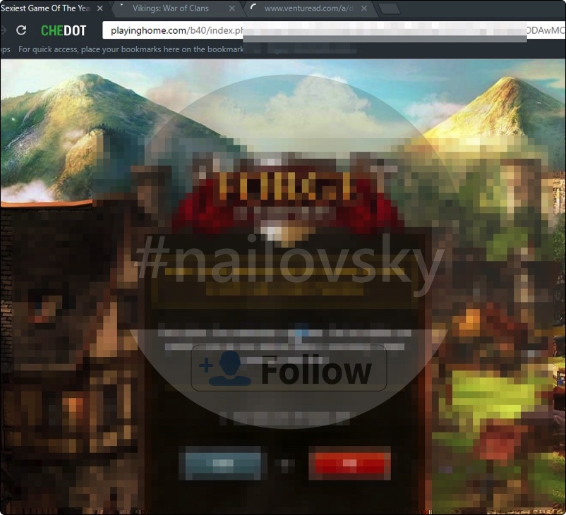 Playinghome.com pop-up