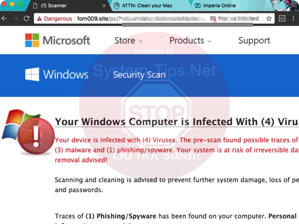 Fom009.site scam on Windows PC