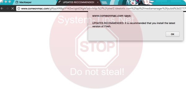 Comeonmac.com 'Updates Recommended' scam