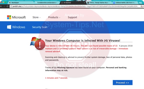 jom001.site scam scam attacking Windows browsers