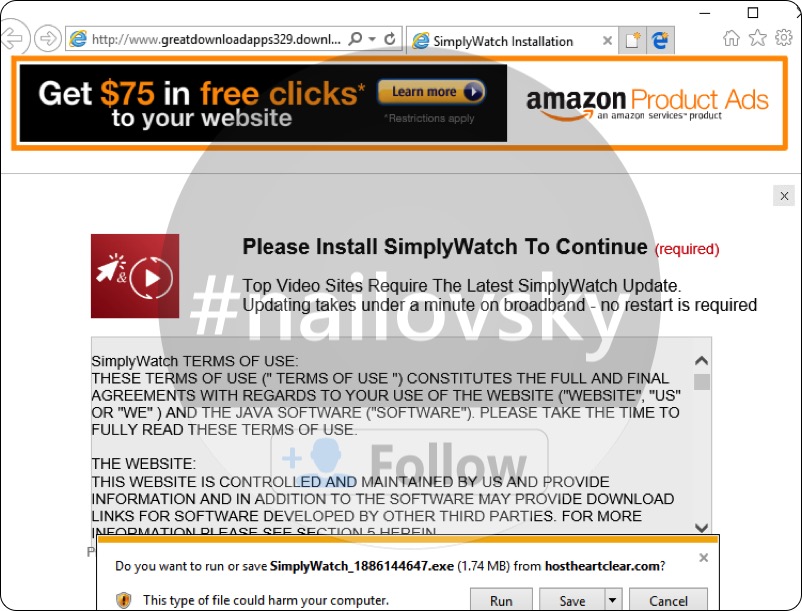 'Please Install SimplyWatch to Continue' pop-up
