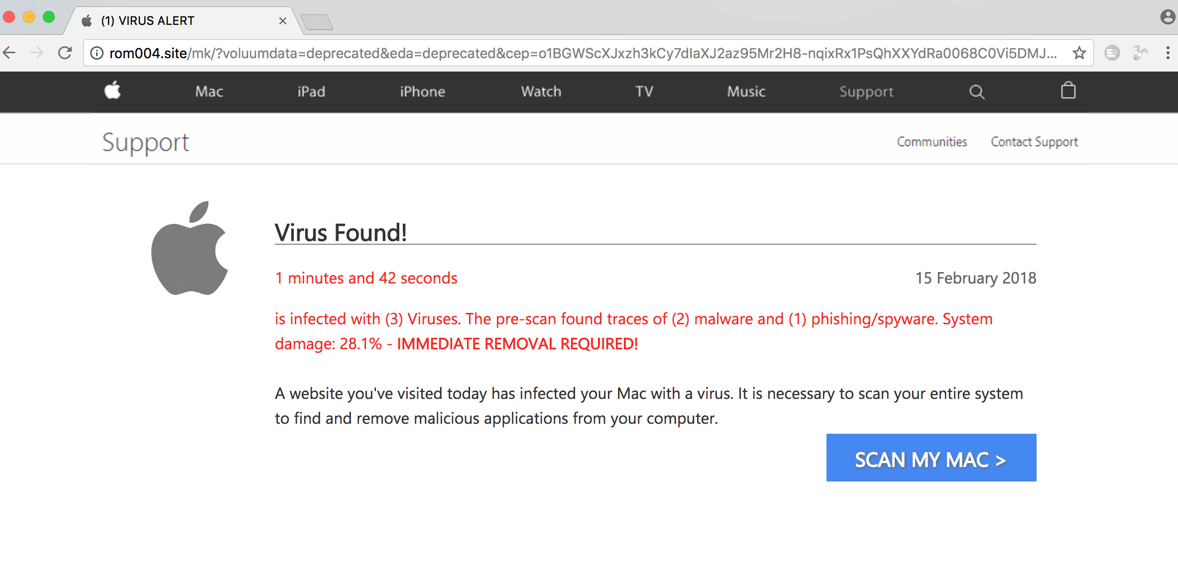 rom004.site (1) Virus Alert scam on Mac
