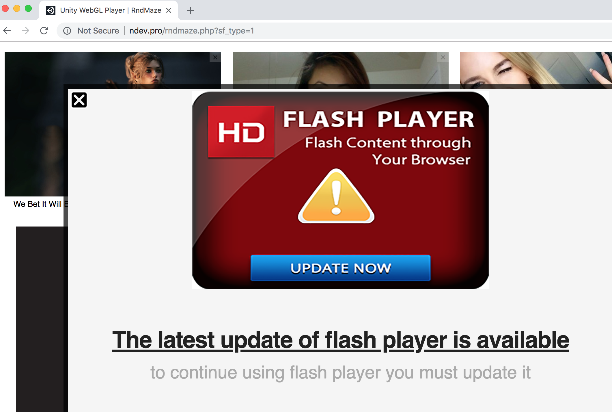 Ndev.pro fake Flash Player update alert