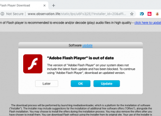 Observation.life fake Adobe Flash Player alert