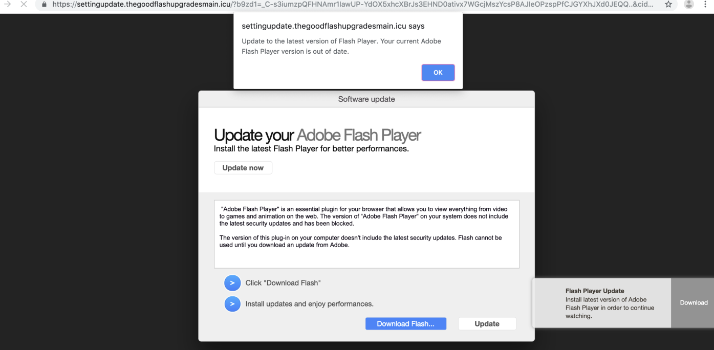 Thegoodflashupgradesmain.icu fake Adobe Flash Player alert
